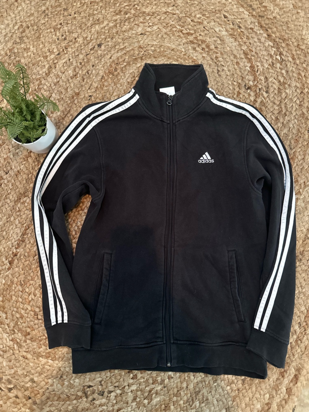 BLACK ADIDAS FULL ZIP SWEATER